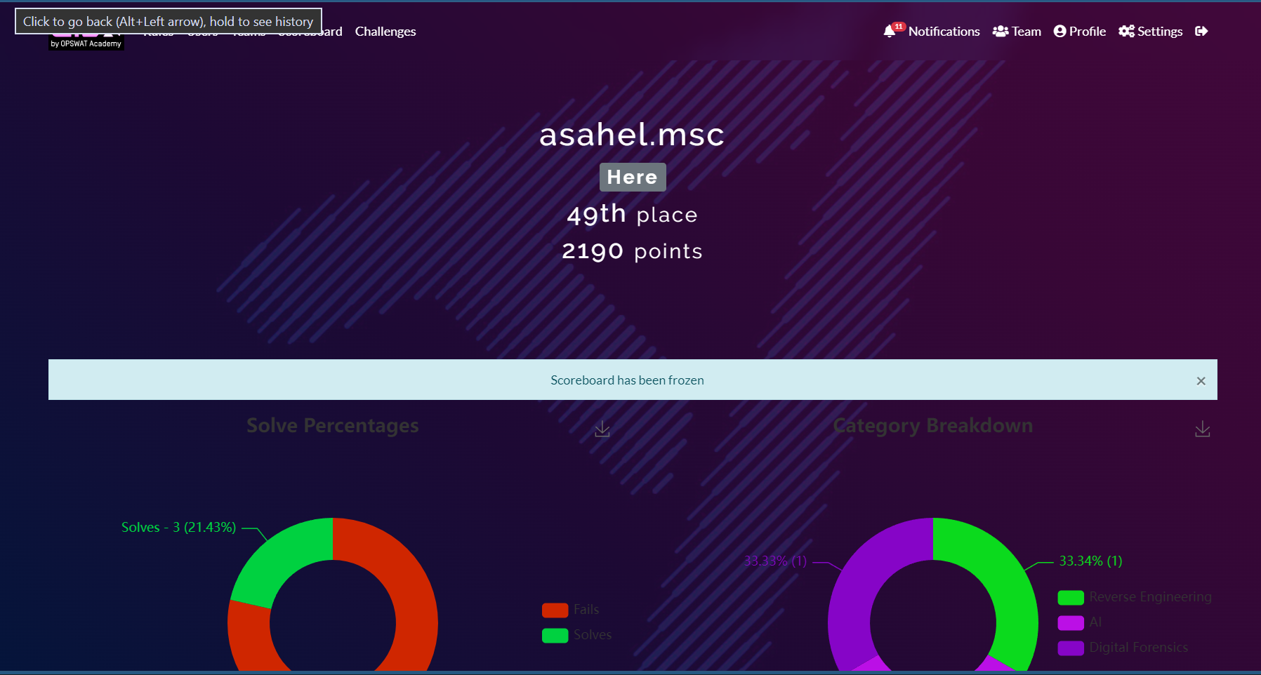 CTF Scoreboard - 49th Place